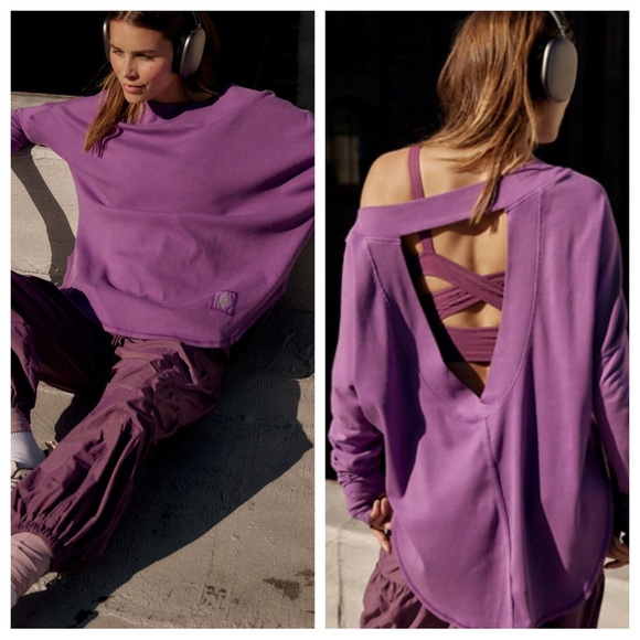free people movement Tops - Free People Simply Layer Long Sleeve Open Back Oversized Top in Champion NWT XS
